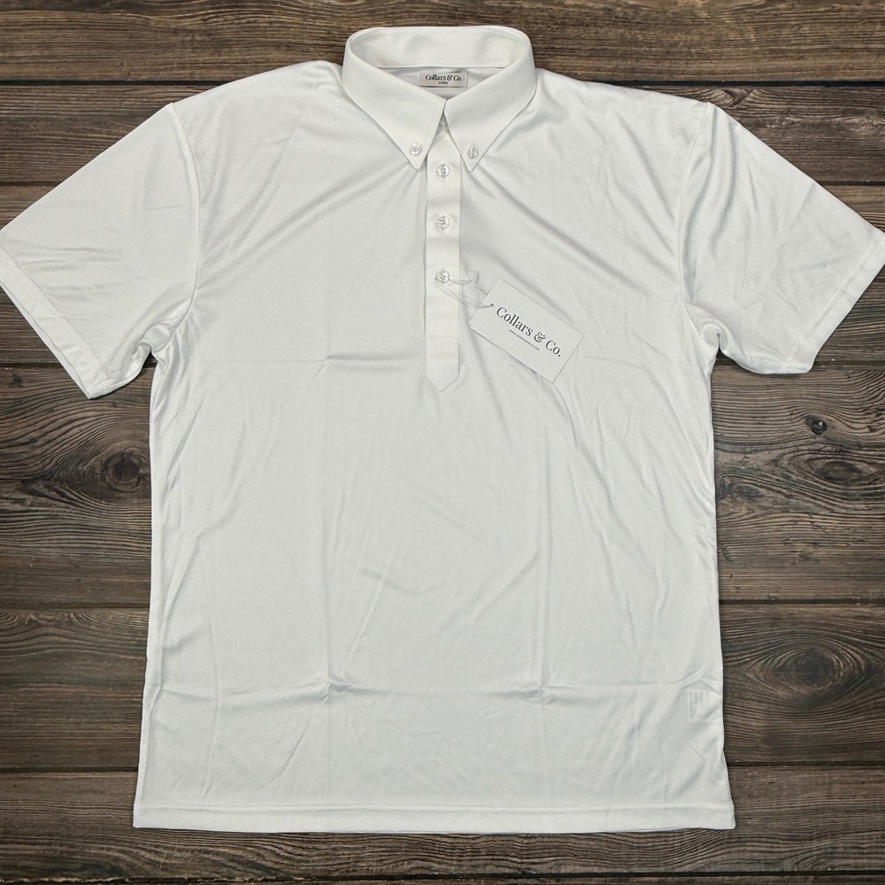 Collars & Co Men Size Large Polo Shirt White Oxford Dress Collar Performance NWT - Picture 4 of 10